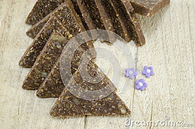 Homemade triangle shaped chocolate sweets Stock Photo
