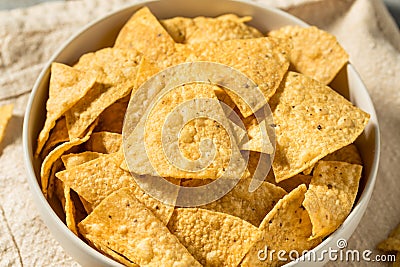 Homemade Triangle Tortilla Corn Chips Stock Photo