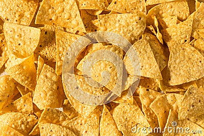 Homemade Triangle Tortilla Corn Chips Stock Photo