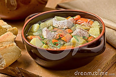 Homemade Turkey Soup Stock Photo