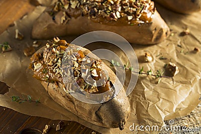 Homemade Twice Baked Sweet Potatoes Stock Photo