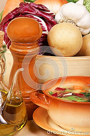 Homemade typical italian minestrone Stock Photo