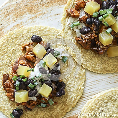 Homemade vegan taco ingredients on the table Stock Photo