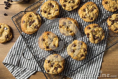 Homemade Warm Chocolate Chip Cookies Stock Photo