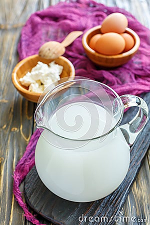 Homemade whey in a glass jar. Stock Photo