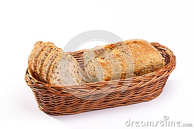 Homemade wholemeal bread in basket Stock Photo