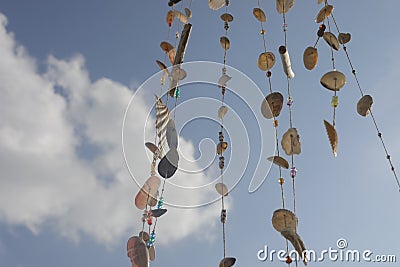 Homemade Wind Chimes Hanging Stock Photo