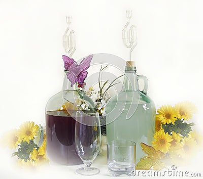 Homemade wine and liquor Stock Photo