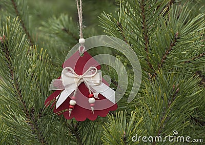 Homemade wooden Christmas decorations for the Christmas tree Stock Photo