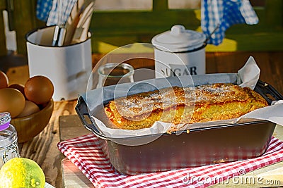 Homemade Yogurt Sponge Cake Stock Photo