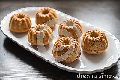 Homemade yummy cakes on beautiful plate Stock Photo