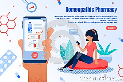 Homeopathic Online Pharmacy Flat Vector Webpage Vector Illustration