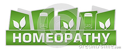 Homeopathy Green Leaves Bottle On Top Stock Photo