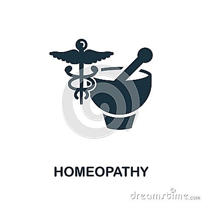 Homeopathy icon. Monochrome simple element from therapy collection. Creative Homeopathy icon for web design, templates Vector Illustration