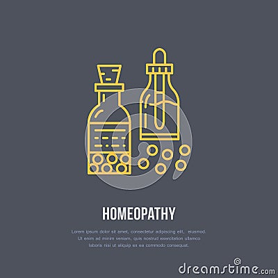 Homeopathy line icon. Vector logo for alternative medicine store Vector Illustration