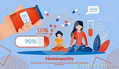 Homeopathy Medicines Flat Vector Banner Template Vector Illustration