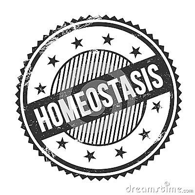 HOMEOSTASIS text written on black grungy round stamp Stock Photo