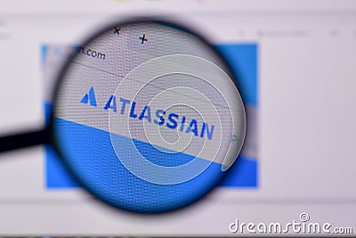 Homepage of atlassian website on the display of PC, url - atlassian.com Editorial Stock Photo