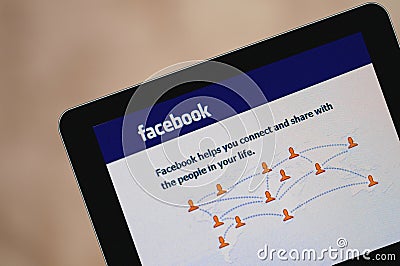 Homepage of facebook.com Editorial Stock Photo