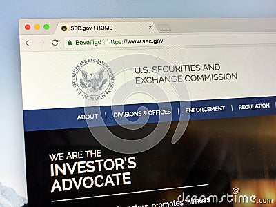 Homepage of The U.S. Securities and Exchange Commission - SEC Editorial Stock Photo