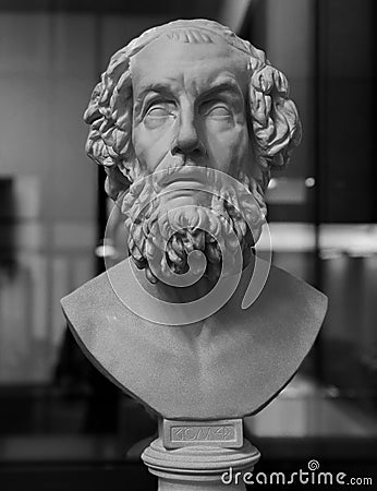 A bust of the legendary ancient poet Homer, a Greek Icon Stock Photo