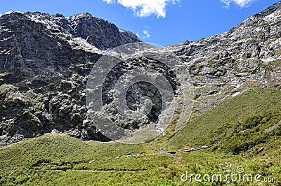 Homer tunnel under Darran Mountain on Milford Sound Highway Stock Photo