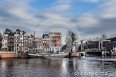 Homes on the Amstel River Editorial Stock Photo