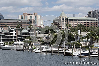 Homes and boat berths on the waterfront Tampa US Editorial Stock Photo
