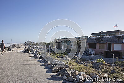 Homes and Highway after Hurricane Matthews wrath Editorial Stock Photo