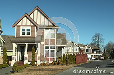 Homes Neighbourhood Street Stock Photo