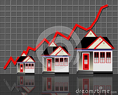 Homes with red graph line Stock Photo