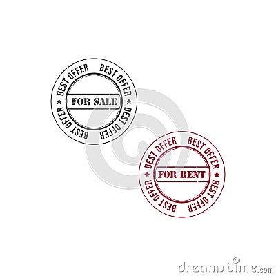 Homes for rent / sale. Grunge red and grey rubber stamp Vector Illustration