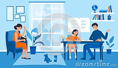 Homeschooling Home Tutoring Composition Vector Illustration