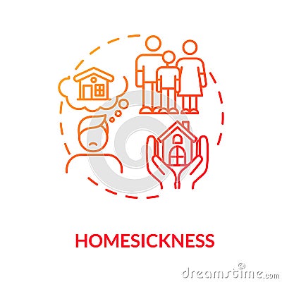 Homesickness red gradient concept icon. Vector Illustration