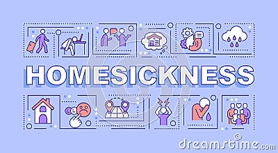 Homesickness word concepts purple banner Vector Illustration