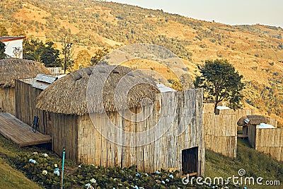 Homestay in the Doi Chang mountains of Chiang Rai Northern Thailand, bamboo Stock Photo