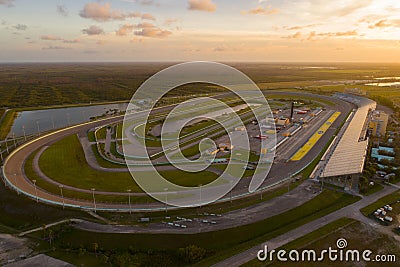 Beautiful sunset over Homestead Miami Speedway Editorial Stock Photo