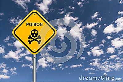 Poison danger traffic sign on sky Stock Photo