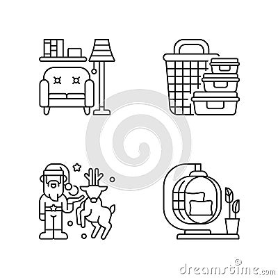 Homeware and furniture linear icons set Vector Illustration