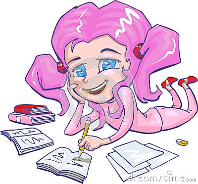 Homework Cartoon Illustration