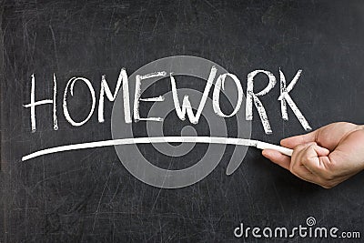 Homework Blackboard Hand Chalk Stock Photo