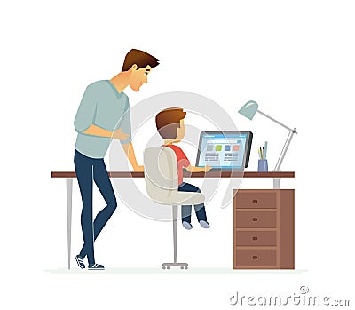 Homework - cartoon people characters illustration Vector Illustration