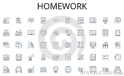 Homework line icons collection. Profits, Growth, Prosperity, Advancement, Returns, Development, Rewards vector and Vector Illustration
