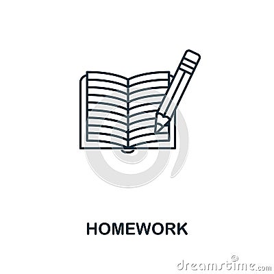 Homework outline icon. Creative design from school icon collection. Premium homework outline icon. For web design, apps, software Stock Photo