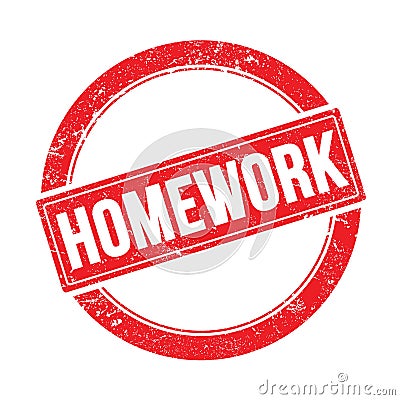 HOMEWORK text on red grungy round stamp Stock Photo