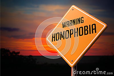 Homophobia on Warning Road Sign Stock Photo