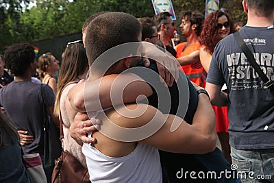 Homosexual activists protest against the Russian anti gay laws Editorial Stock Photo