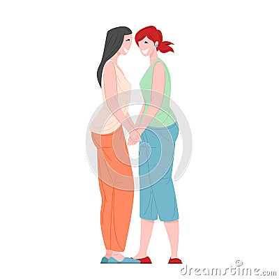 Homosexual female couple. Vector Illustration