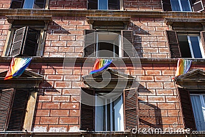 Homosexual flags in Rome Stock Photo