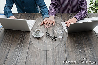 Homosexual partners in the office Stock Photo